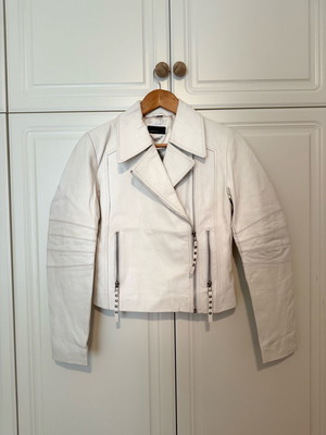 White leather biker jacket like new, size 36, made in Sweden