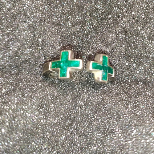 Amberly Cross silver ring .925 with green enamel used