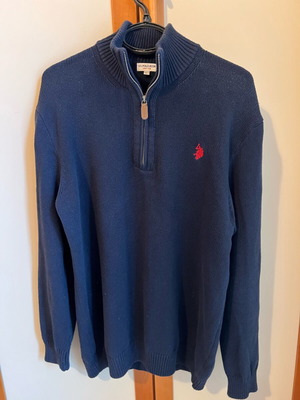 Us Polo πουλόβερ με φερμουάρ αφόρετο, μέγεθος large, μπλε