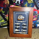 Nautical Wooden Wall Frame like new with knots and wooden ship