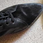 Leather ankle boots new, black without heels