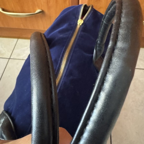 Duffle Bag used, large velvet travel bag in royal blue