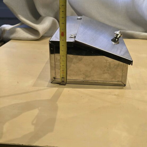 Stainless steel storage box like new with lid and divider