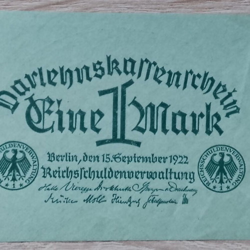 Reichsbanknote banknotes used, set of 5, Germany 1922-1923