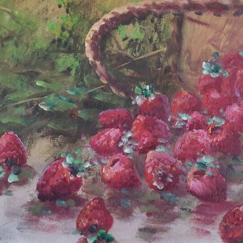 Painting Nikos Papadopoulos like new Still Life with Strawberries