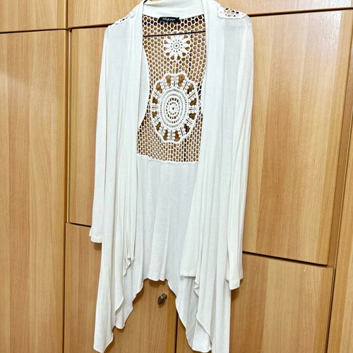Lace thin cardigan like new, white, size M