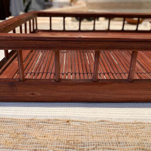 Handmade wooden serving tray new, rectangular, warm rust color