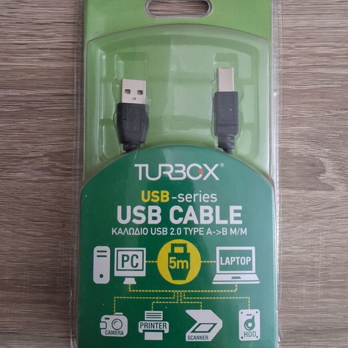 Turbo-X USB 2.0 cable Type A to B 5m new