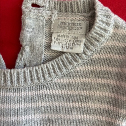 Mamas and papas dress 9-12 months like new grey pink striped