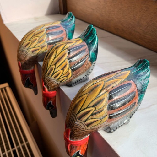 Wooden decorative ducks pack of 3, handmade new