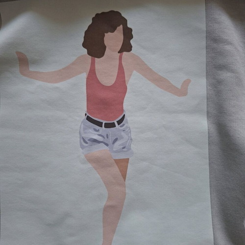 Crop sweatshirt with Dirty Dancing print and feathers, new, grey