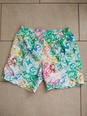 Louis Vuitton White Multicolor Pastel Monogram Swim Shorts, men's