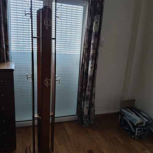 Wooden coat rack with golden hooks like new