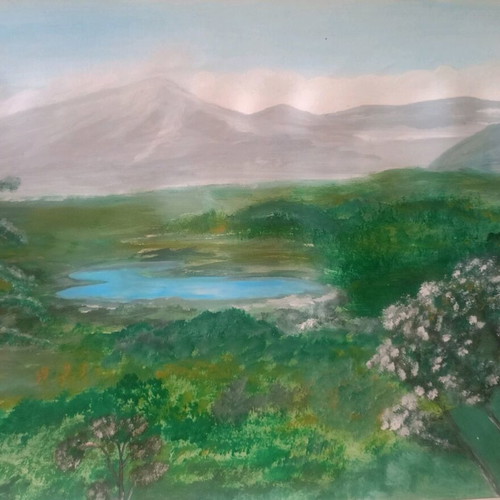 Painting Calm Lake new, acrylic on paper