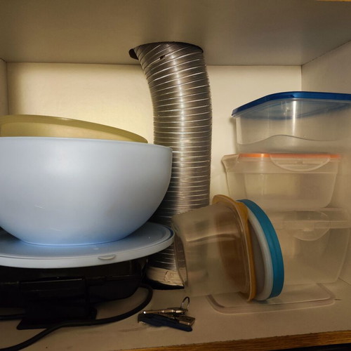 Kitchenware set used, plates, glasses, mugs & storage containers