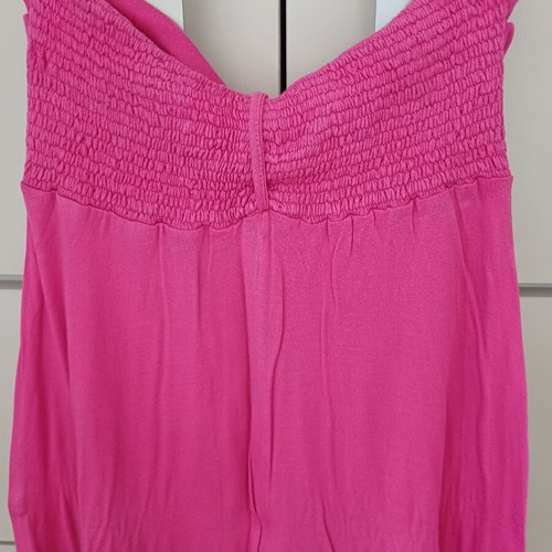 Makó strapless dress used, midi, pink, size small, Rouge Paris