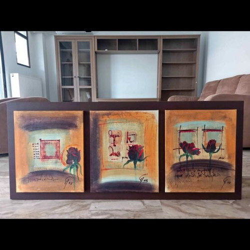 Triptych oil painting on canvas like new by Leys Gemma