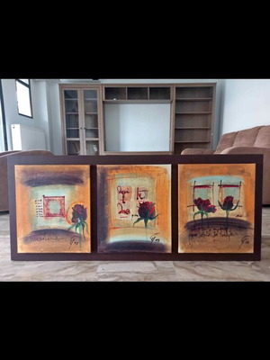 Triptych oil painting on canvas like new by Leys Gemma