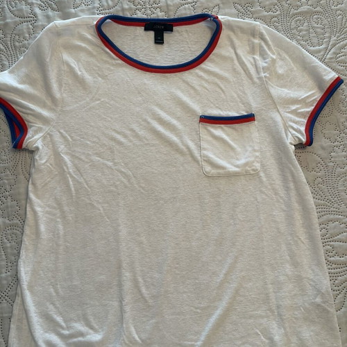 Jcrew women's t-shirt used, size M, white with blue and red details
