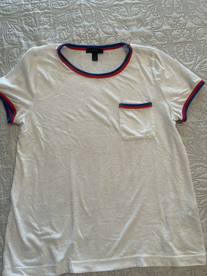 Jcrew women's t-shirt used, size M, white with blue and red details