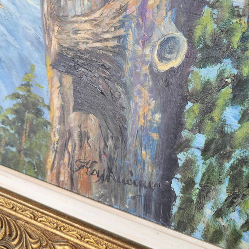 Vintage large paintings set of 2 used, 1980s