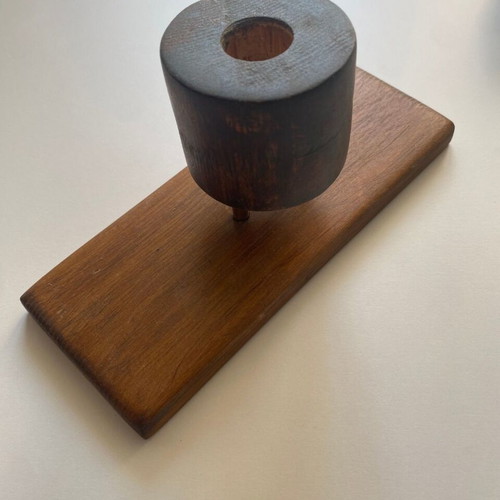 Rustic wooden candle holders set of 3 used, handcrafted minimal style