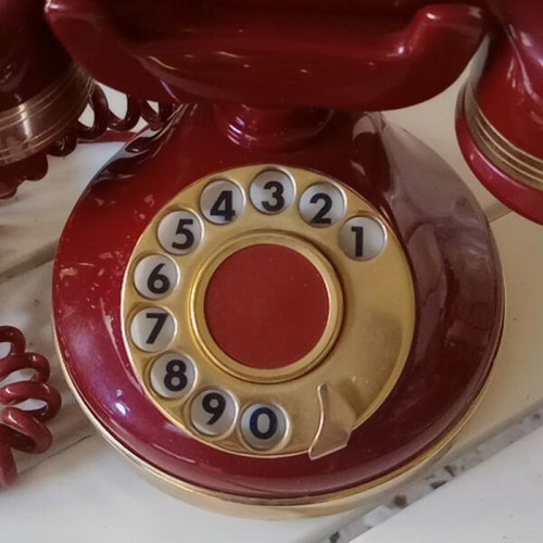 Vintage Italian Telephone 1970s used with 18K gold-plated details