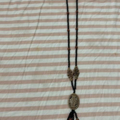 Necklace with wooden beads new, beige and brown