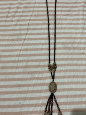 Necklace with wooden beads new, beige and brown