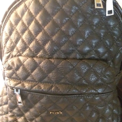 Nak leather quilted packpack like new, black