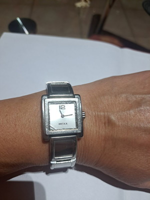 Mexx Fashion women's watch used, silver stainless steel square dial