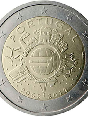 Πορτογαλία 2 Ευρώ 2012 UNC αναμνηστικό 10 χρόνια Ευρώ