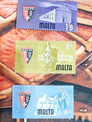 Σπάνια σειρά γραμματοσήμων Μάλτας 1964 καινούργια, σετ 3 τεμαχίων
