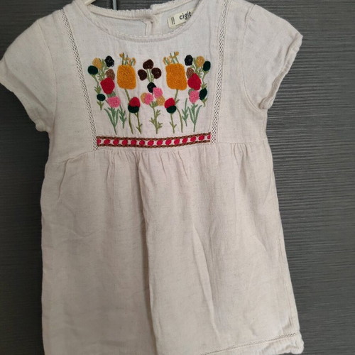Cigit Concept dress for 3-year-old girl like new, beige with flowers