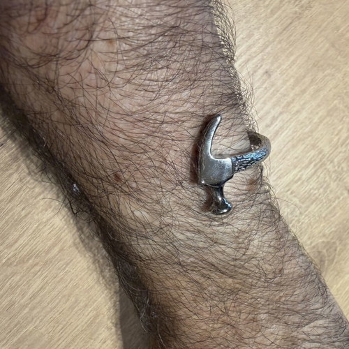 Elegatto Hammer Cuff Bracelet new, silver stainless steel