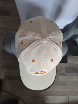 Le Coq Sportif original cotton dad hat, cream and orange