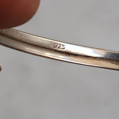 2 Silver 925 Bracelets, One Bangle and One with Clasp, Small Defects
