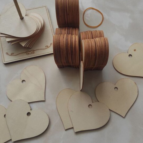Wooden hearts for wishes new, pack of 80 pieces