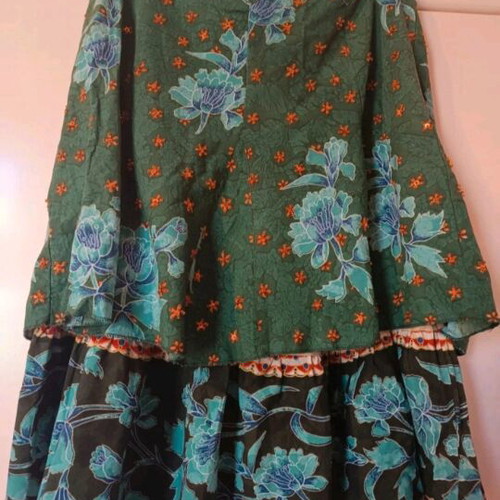 Leonard's boho skirt with floral print, 100% cotton, like new, small