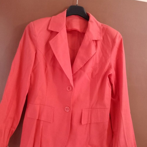 Spring jacket used, coral with striped sleeve details, size L