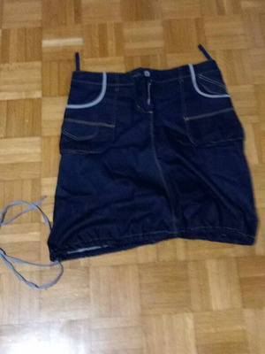 Denim skirt used, elastic dark blue with drawstring, size L