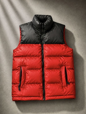 The North Face κόκκινο και μαύρο ανδρικό αμάνικο μπουφάν μεταχειρισμένο, μέγεθος M