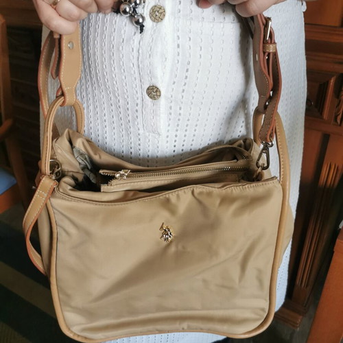US Polo Assn. shoulder bag like new, beige with many pockets