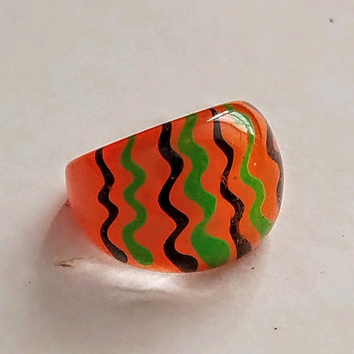 Ring made of liquid glass new, size 17, orange