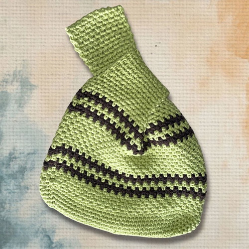 Handmade Wrist Bag Mosu in Avocado Cotton