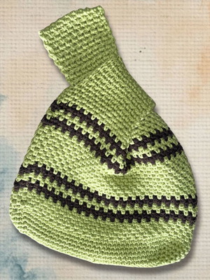 Handmade Wrist Bag Mosu in Avocado Cotton