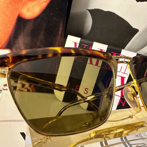 Vintage German sunglasses with gold metal frame and brown lenses NOS