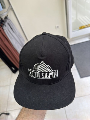 Hat with flat brim Beta Sigma black, 100% cotton, new
