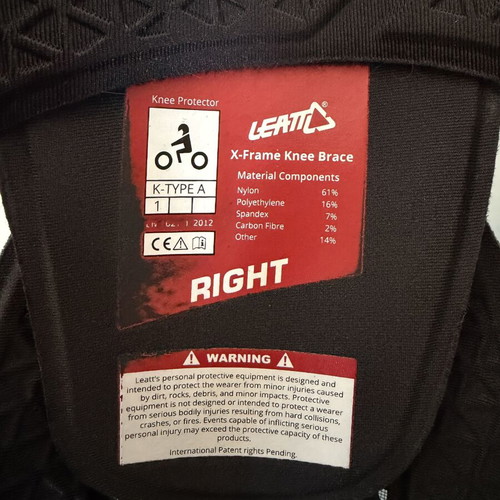 Leatt X-Frame knee braces used, medium size, carbon fiber composite