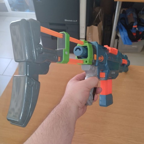 Nerf Echo toy blaster with 10-dart magazine and large stock